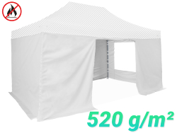 4 bâches latérales 520g/m² PVC 3x4,5m | 1 Porte + 1 Fenêtre + 2 Pleines 