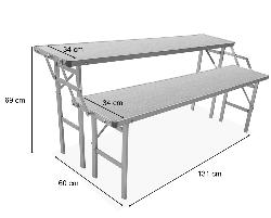 Table aluminium escalier 2 étages avec plateaux alu  1.5 m